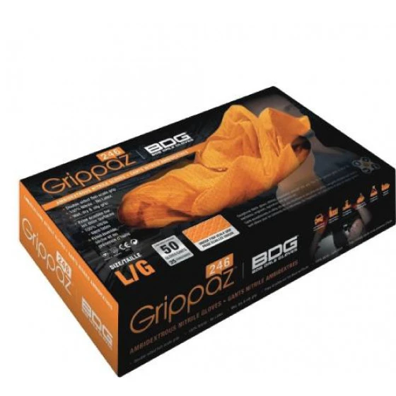 BOITE DE 50 GANTS NITRILE GRIPPAZ ORANGE TAILLE XL - 21216UNIVERSEL 4 BOITE DE 50 GANTS NITRILE GRIPPAZ ORANGE TAILLE XL - 21216UNIVERSEL – Image 2