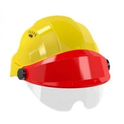 CASQUE 'ORIZON' JAUNE VISIERE ROUGE AVEC LUNETTE SOFOP TALIAPLAST - 563726
