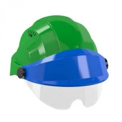 CASQUE 'ORIZON' VERT VISIERE BLEUE AVEC LUNETTE SOFOP TALIAPLAST - 563734