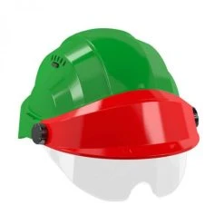 CASQUE 'ORIZON' VERT VISIERE ROUGE AVEC LUNETTE SOFOP TALIAPLAST - 563736