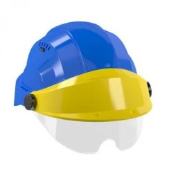 CASQUE 'ORIZON' BLEU VISIERE JAUNE AVEC LUNETTE SOFOP TALIAPLAST - 563742