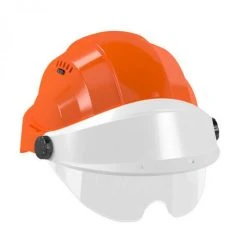 CASQUE 'ORIZON' ORANGE VISIERE BLANCHE AVEC LUNETTE SOFOP TALIAPLAST - 563751