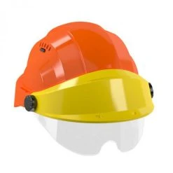 CASQUE 'ORIZON' ORANGE VISIERE JAUNE AVEC LUNETTE SOFOP TALIAPLAST - 563752