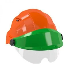 CASQUE 'ORIZON' ORANGE VISIERE VERTE AVEC LUNETTE SOFOP TALIAPLAST - 563753