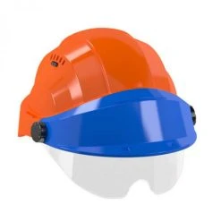CASQUE 'ORIZON' ORANGE VISIERE BLEUE AVEC LUNETTE SOFOP TALIAPLAST - 563754