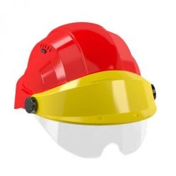 CASQUE 'ORIZON' ROUGE VISIERE JAUNE AVEC LUNETTE SOFOP TALIAPLAST - 563762