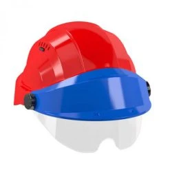 CASQUE 'ORIZON' ROUGE VISIERE BLEUE AVEC LUNETTE SOFOP TALIAPLAST - 563764