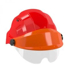CASQUE 'ORIZON' ROUGE VISIERE ORANGE AVEC LUNETTE SOFOP TALIAPLAST - 563765