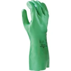 Gants Chimiques 100% Enduit Nitrile Floqué Biodégradable 355mm Vert SHOWA - 65135
