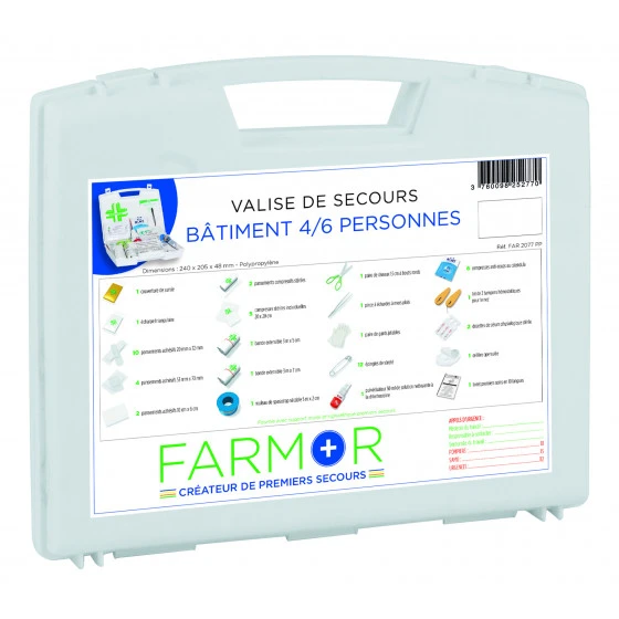 COFFRET DE SECOURS FARMOR BÂTIMENT 4/6 PERSONNES-FAR2077PP 3 COFFRET DE SECOURS FARMOR BÂTIMENT 4/6 PERSONNES-FAR2077PP