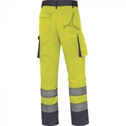 PANTALON DE TRAVAIL DELTA PLUS HAUTE VISIBILITÉ MACH2 EN COTON / POLYESTER JAUNE FLUO - M2PHVJG0 -IFARMOR Boutique m2phv ja back