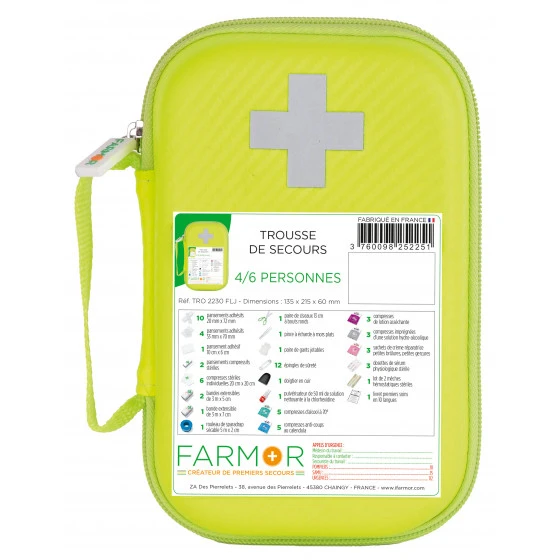 TROUSSE DE SECOURS JAUNE FLUO FARMOR 4/6 PERSONNES-TRO 2230 FLJ 3 TROUSSE DE SECOURS JAUNE FLUO FARMOR 4/6 PERSONNES-TRO 2230 FLJ